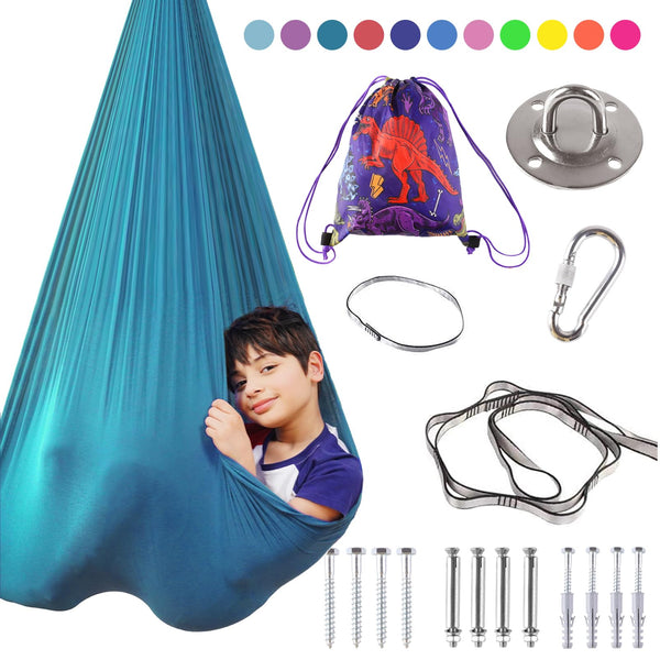 Indoor Therapy Sensory Swing for Kids, Special Needs Joy Cuddle Ceiling Snuggle Swings, Outdoor Room Adjustable Fabric Hammock for Children Child