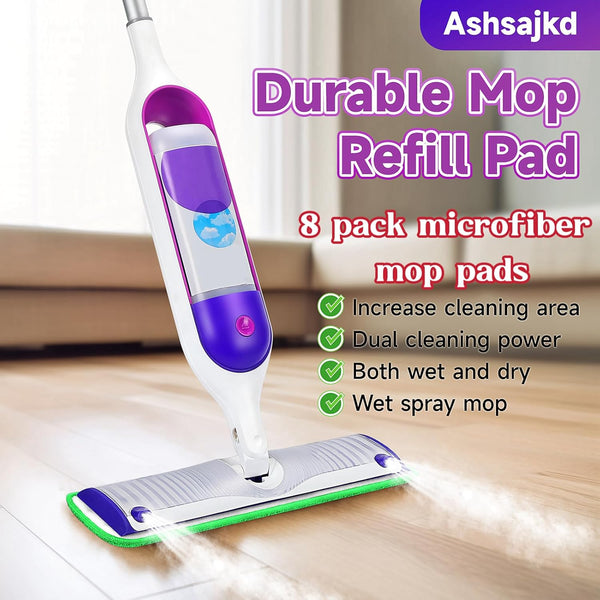 8 Pack Reusable Mop Pads Compatible for Swiffer Powermop,Microfiber Mop Pads for 13-15'' Spray Mop, Floor Mop Pads Refills for Swiffer, Machine