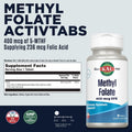 KAL Methyl Folate 400 Mcg DFE, 5-MTHF Active Form Vitamin B9, Folic Acid Supplement, Heart Health, Prenatal, Mood and Brain Support, Fast