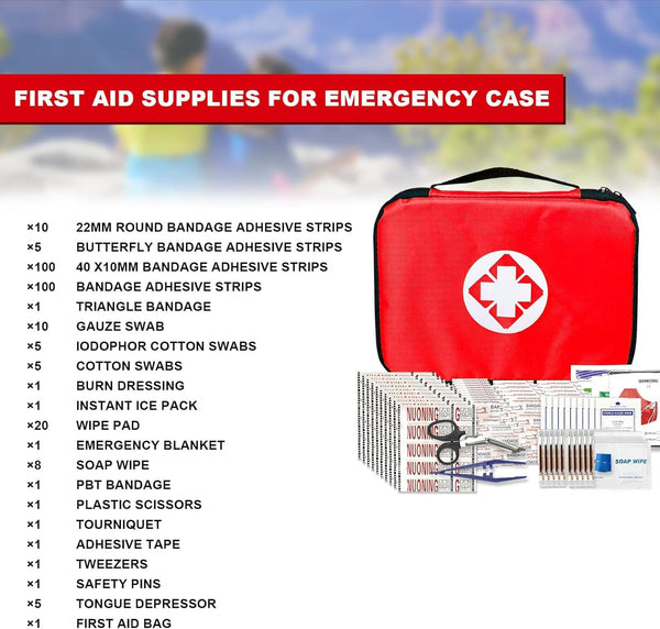 Travel-First Aid-Kit Car-Home 300PCS Survival-Kit Outdoor-Adventure - Small Portable Red Emergency Essential Sets Office Hiking Camping Business