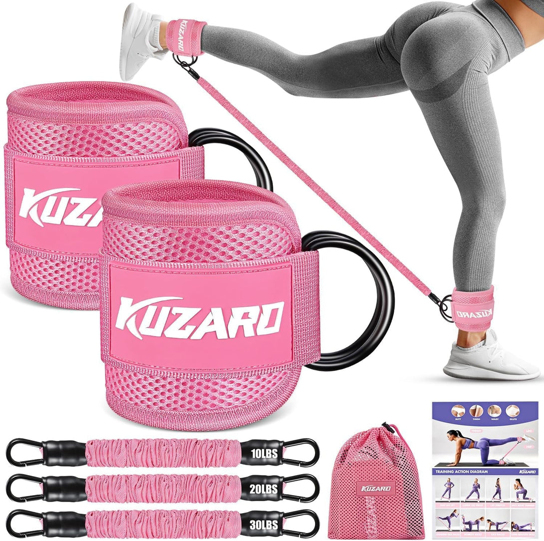 Ankle Resistance Bands with Cuffs for Working Out, Resistance Bands for Women, Exercise Bands for Leg and Glute, Booty Workout Equipment for Kickbacks, Butt and Hip Training, Ankle Weights Bands Set