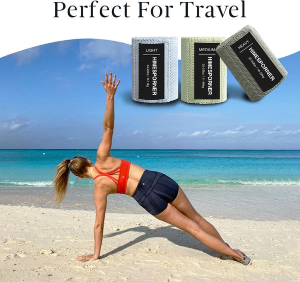 Wide Fabric Resistance Bands for Working Out, 3 Level Non-Slip Exercise Booty Bands for Women & Men Leg and Glutes with Hair Ties and Tape Measure