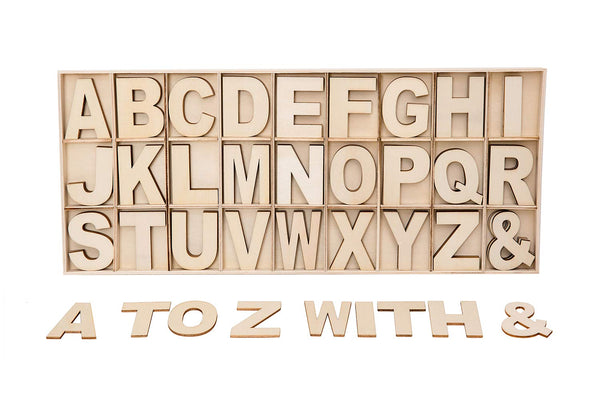 FROSTDONKEY 162 Pieces 2 Inch Unfinished Wooden Craft Letters with Storage Tray, 2 in Small Wooden Alphabet Letters for Crafts, Wall Decor, DIY,