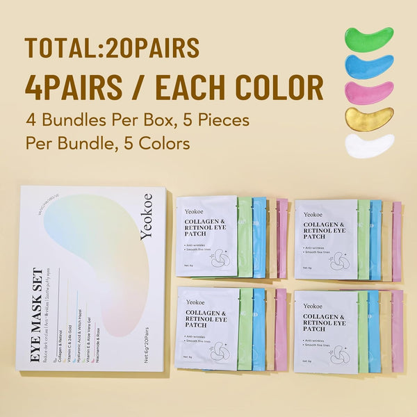 Under Eye Patches for Dark Circles,Eye Mask for Puffy Eyes with Collagen,Retinol,Vitmin C,Hyaluronic Acid and Niacinamide Face Masks Skincare Spa