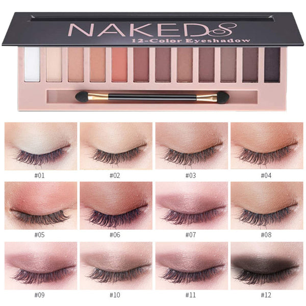 2 Pcs 12 Colors Eye Shadow Palette,Nude Matte Smokey Shimmer Glitter Eyeshadow Palette,Blendable Rich Colors,Waterproof Beauty Makeup Palette Kit