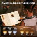 Glocusent Book Light, 3-Color & 6-Brightness Reading Light, Bendable Neck Light, 80-Hr Lasting Rechargeable Lamp, Perfect Book Light for Reading