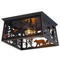 Rustic Bear Flush Mount Ceiling Light Fixture, Farmhouse Vintage Industrial Metal Cage Light Perfect for Kitchen, Dining Room, Foyer Entryway,
