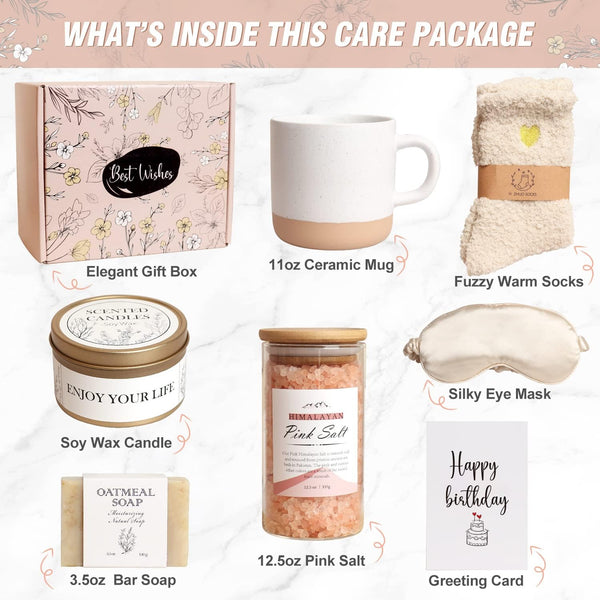 Birthday Gifts for Women Mom Her Sister Grandma, Happy Birthday Bday Ideas Unique Relaxation Basket Gift Box Presents Set for Female Best Friend