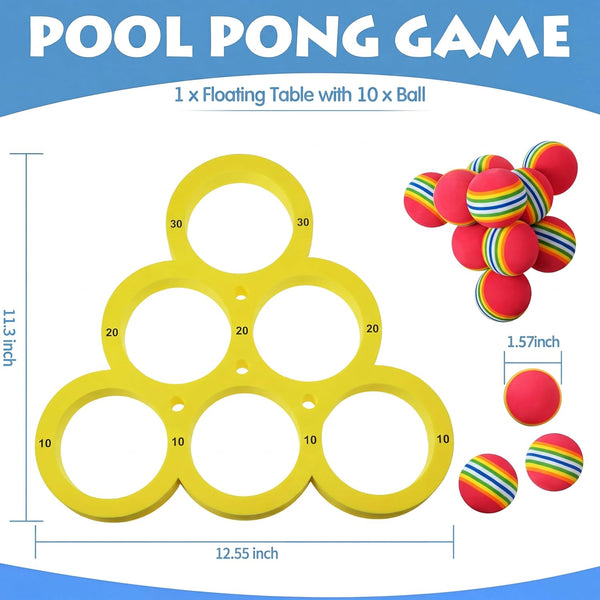 Hiboom Pool Toys Games Set, Water Sports Toys for Pool Floating Throwing Games with 10 Rainbow Golf EVA Balls, Fun Gifts, Floating Pool Water Toys