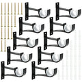 DAJAVE 10 Pack Curtain Rod Brackets, Black Curtain Rod Holders for 1 To1.4 Inch Diameter Curtain Rod, Curtain Rod Hooks with Plastic Buckle for