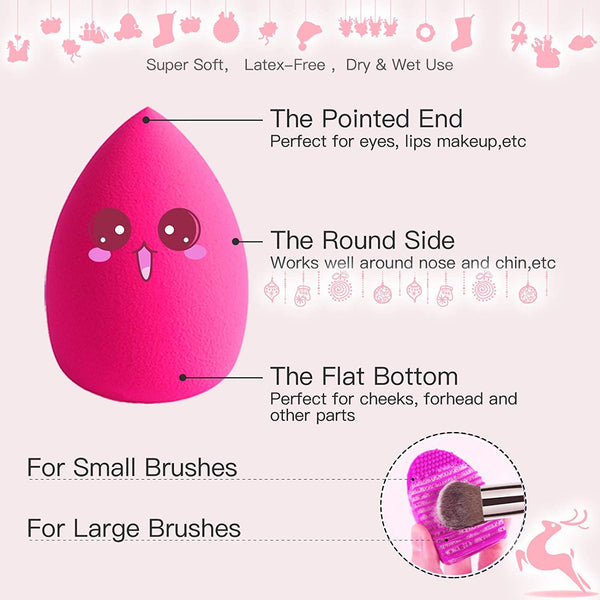 BESTOPE PRO 16Pcs Makeup Brushes Set, 4Pcs Beauty Blender Sponge Set and 1 Brush Cleaner, Premium Synthetic Foundation Brushes Blending Face