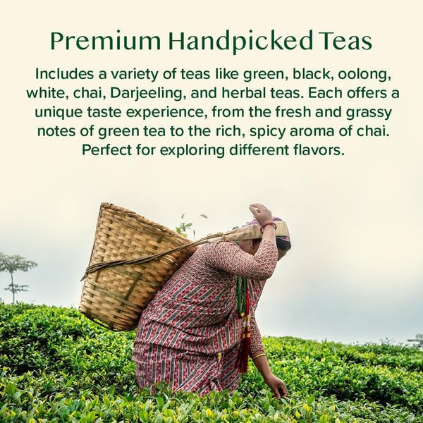 VAHDAM, World Top 20 Tea Sampler - Black, Green, Chai, Herbal & More | Assorted Loose Leaf Gift Set Variety Pack | Tea Gift Ideas for Women & Men