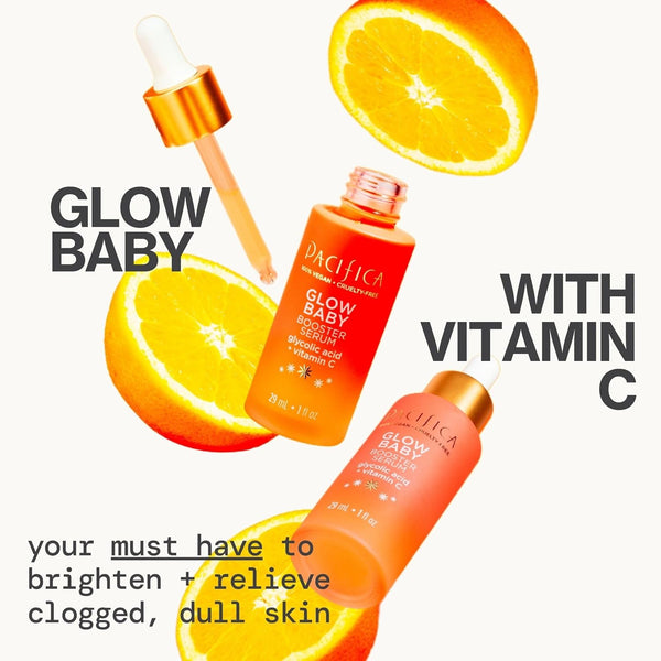 Pacifica Vitamin C Face Serum - Glow Baby Booster Facial Serum - Glycolic Acid Serum for Face - Dark Spot Corrector anti Aging Brightening -