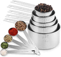 Stainless Steel Measuring Cups and Measuring Spoons 10-Piece Set, 5 Cups and 5 Spoons