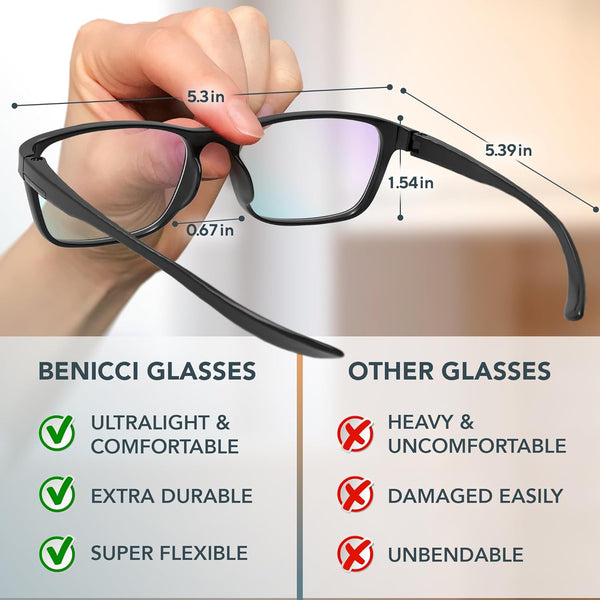 Stylish Blue Light Blocking Glasses for Women or Men - Ease Computer and Digital Eye Strain, Dry Eyes, Headaches and Blurry Vision - Instantly