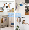 Kruodop 10 Pack Wall Hooks Wall Mounted Coat Hooks for Hanging Heavy Duty, Black Towel Hooks, Metal Double Coat Hanger with Screws Cup Retro for
