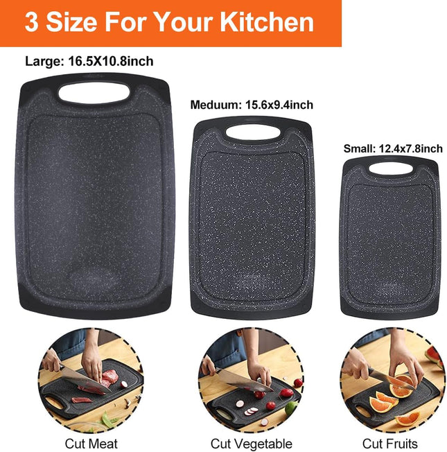 KIMIUP Kitchen Cutting Board (Set of 3),Professional Chopping Boards Sets,Dishwasher Safe Cutting Boards with Juice Groo