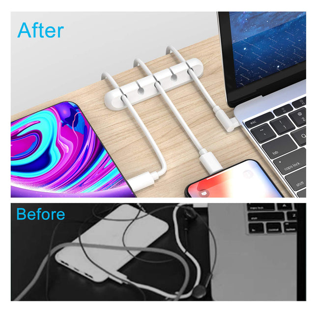 White Cable Clips, Cord Organizer Cable Management, Cable Organizers USB Cable Holder Wire Organizer Cord Clips, 2 Packs