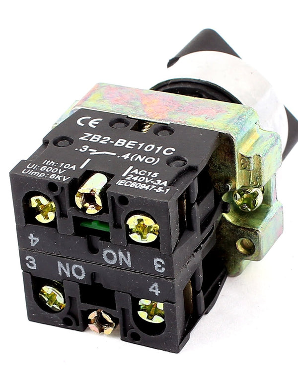 Uxcell 22Mm Latching 2 NO Three 3-Position Rotary Selector Select Switch ZB2-BE101C
