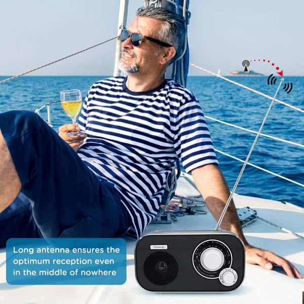 DreamSky AM FM Portable Radio Plug In Wall or Battery Operated for Home & Outdoor, Strong Reception & Sound, Large Dial Easy to Use, Transistor