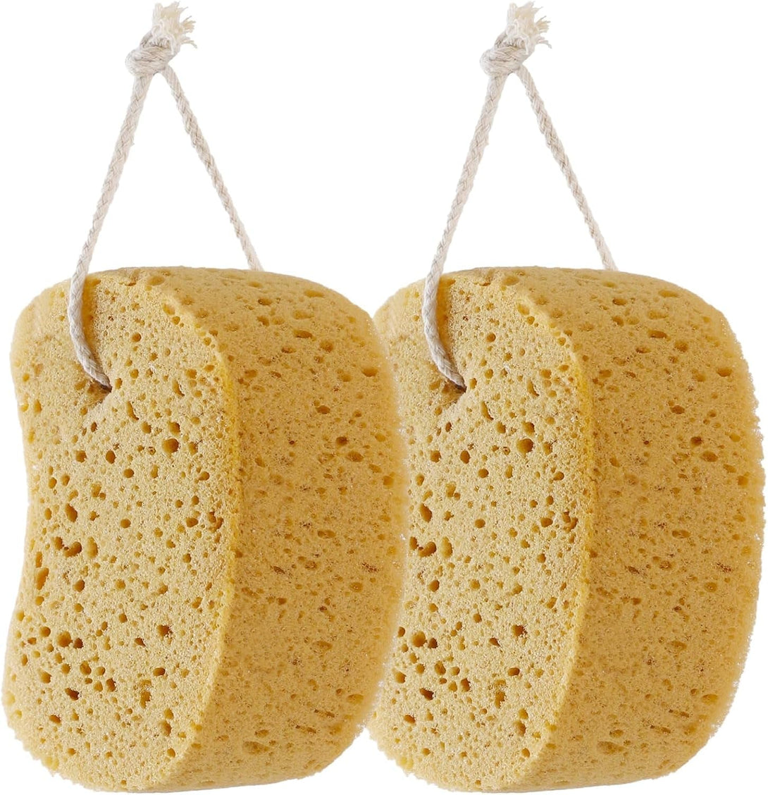 Bath Sponges for Shower Women Men, 2Pcs Exfoliating Sponge for Body Wash Scrub Bath Puff Dense Foam for Gentle & Deep Cleansing, Ultra-Soft for Sensitive Dry Skin