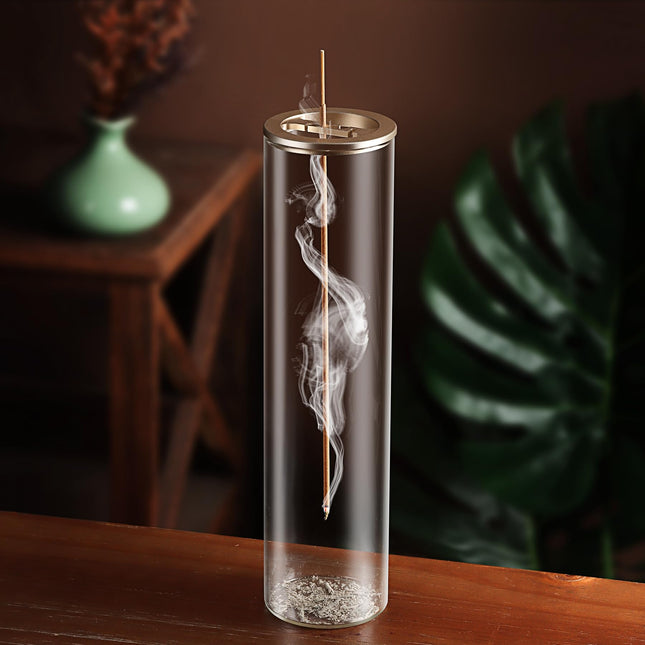 Incense Holder for Sticks [Anti-Ash Flying], Modern Insence-Stick Burner Holder with Removable Glass Ash Catcher, for Ho
