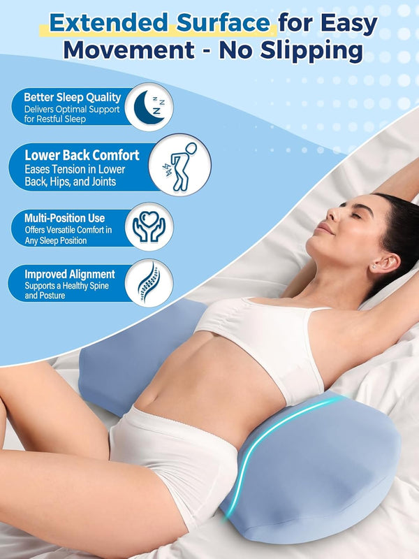 Lower Back Pain Relief Pillow for Sleeping Memory Foam Lumbar Support Pillow for Side Back Sleepers - Ergonomic Waist Pillow - Back Pain Relief