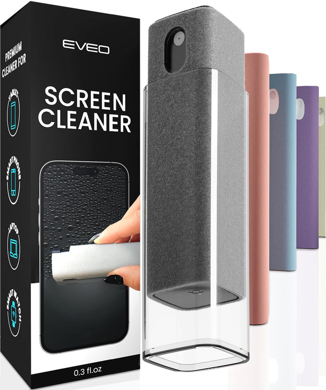 EVEO Screen Cleaner Spray and Wipe - 2-In-1 Car Screen Cleaner & Iphone Cleaner Touchscreen Mist Cleaner for Laptop, Com