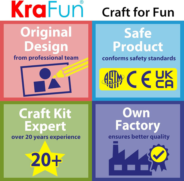 KRAFUN My First Safari Animal Paper Craft Kit, 16 DIY Arts and Crafts Zoo Animal, Organized Craft Activities Supplies Box Assembling Creative Toys