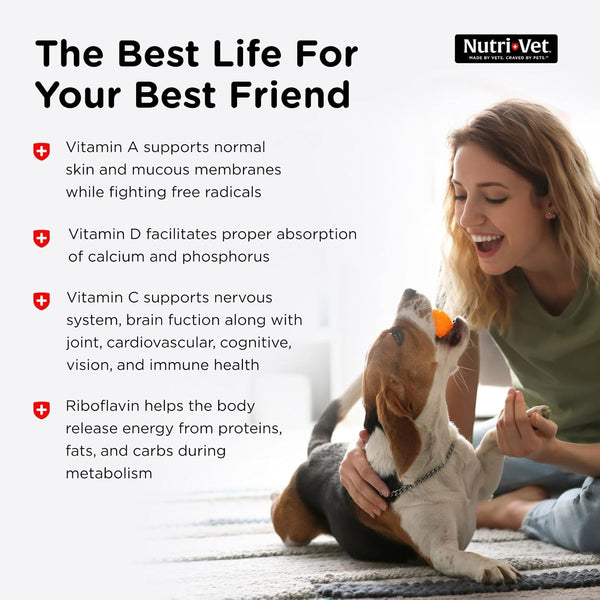Nutri-Vet Multi-Vite Chewables for Adult Dogs, Daily Multivitamin & Mineral Supplement for Overall Health, Immune Support, and Balanced Nutrition,