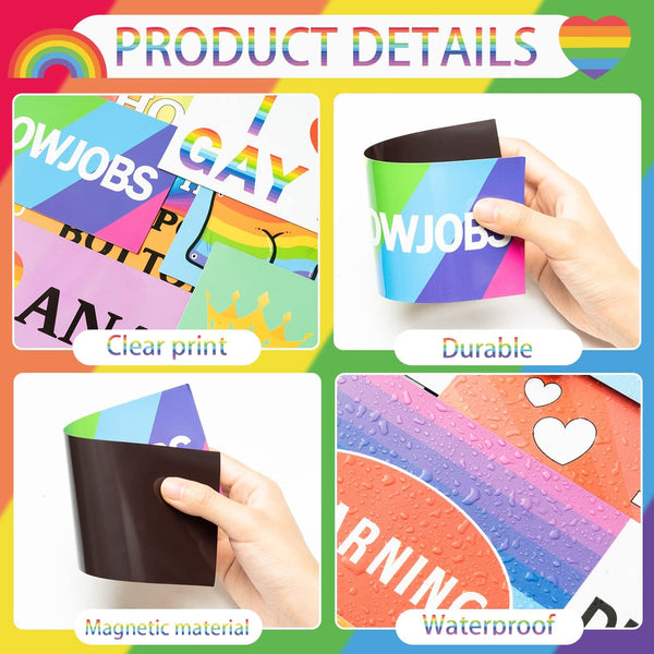Ricabili LGBTQ Pride Prank Bumper Stickers - 12Pcs Rainbow Pride Funny LGBTQ Prank Bumper Stickers Strong Magnetic Car Home Decor Good LGBTQ Gift