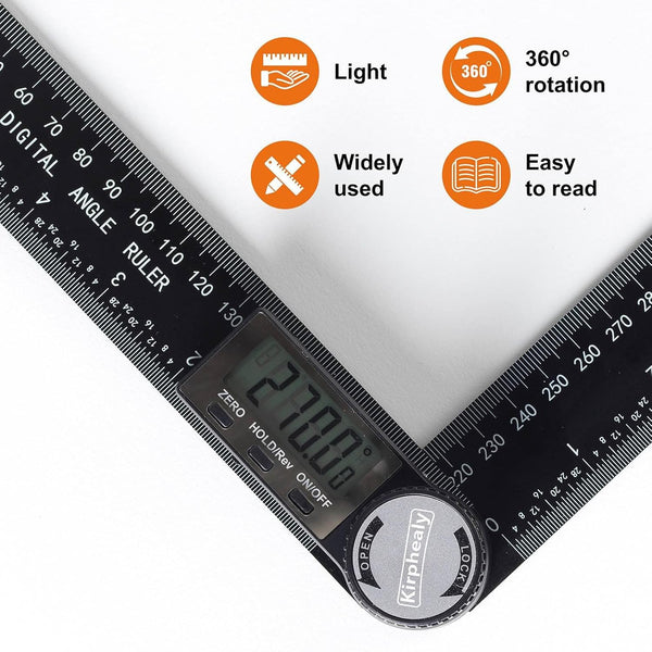 Digital Angle Finder Protractor, 7Inch 200Mm Angle Gauge Professional Measuring Tool, Third Generation Adjustable Angle Ruler, Quick Display for