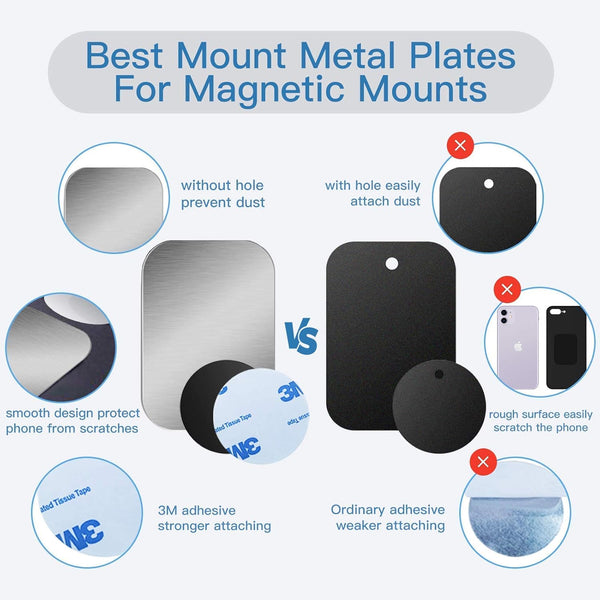 OWLKELA Mount Metal Plate for Phone Magnet Car Mount Holder Cradle with Adhesive, Universal Replacement Sticker Compatible with Magnetic Mounts -