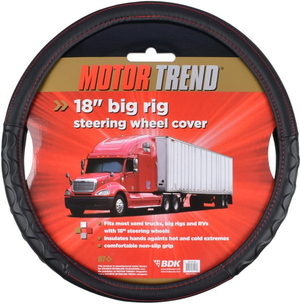 Motor Trend 18" Inch Steering Wheel Cover for Big Rigs Trucks Semis Truckers Rvs 18-Wheelers Freight Carrier Tow Trucks Tankers Transporters,