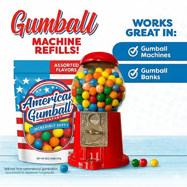 American Gumball Company Refill Gumballs 2 Pound Bag - .62 Inch Small Gumballs for 1/2" Gumball Machine, Assorted Flavor