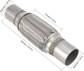 4 Pack 2 X 6 Inches Stainless Steel Heavy Duty Exhaust Flex Pipe, Double Braid Exhaust Flex Tube, Overall Length 10 Inches