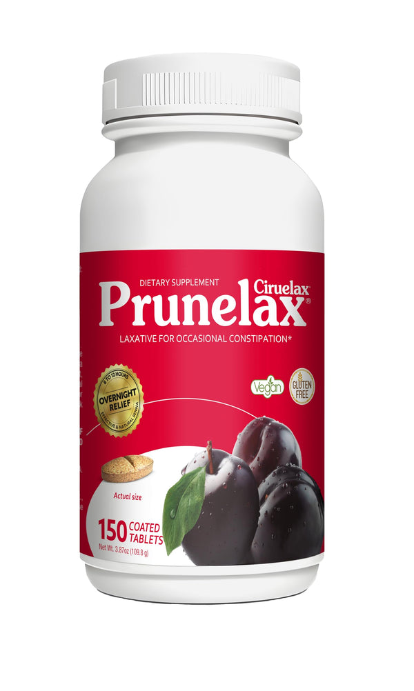 Prunelax Ciruelax Regular Strength Laxative Tablets - Overnight Relief for Occasional Constipation, Senna Extract, Vegan & Gluten-Free,