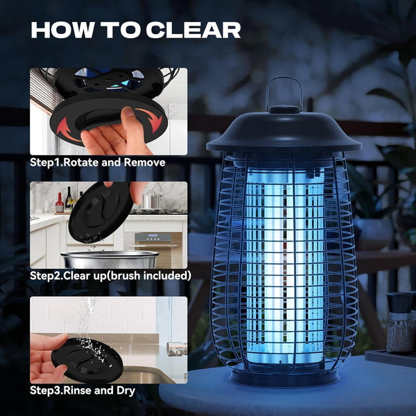 Bug Zapper Indoor & Outdoor, 4200V Electric Mosquito Zapper, 10 Years Lifespan, 6.5Ft Power Cord, Waterproof, Fly Trap Mosquito Trap, Fly Killer