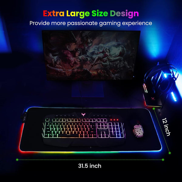 BladeHawks Extra Large RGB Gaming Mouse Pad-14 Light Modes, Extended Soft LED Mouse Pad, Anti-Slip Rubber Base, Computer Keyboard Mousepad Mat