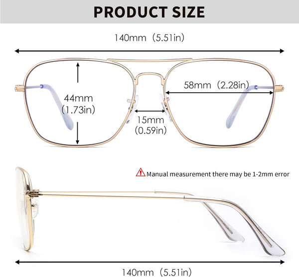JM Aviator Blue Light Blocking Computer Glasses, Square Eye Protect Video Eyeglasses anti Glare Men Women