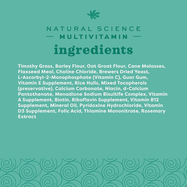 Oxbow Natural Science Multi-Vitamin, High Fiber Supplement for Rabbits & Guinea Pigs, Made with Timothy Hay, Multi-Pet Households, Omega 3 & 6