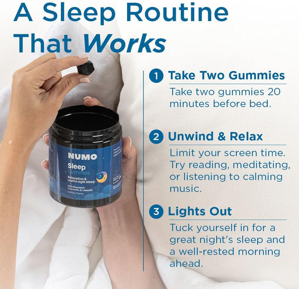 Numo Melatonin Free Sleep Gummies - Natural Sleep Aid with Magnesium, L-Theanine, Apigenin (Chamomile Extract), Taurine, VIT B6, Kombucha Culture