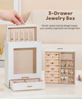 Homde Jewelry Organizer Girls Women Jewelry Box for Necklaces Rings Earrings Gift Bracelets Storage Case (White + Gold)