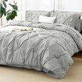 Cozylux King Size Comforter Set Light Grey, 7 Pieces Pintuck Bed in a Bag Gray Comforter King Size, Pinch Pleat Bedding Set with All Season
