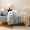 Cozylux King Size Comforter Set Light Grey, 7 Pieces Pintuck Bed in a Bag Gray Comforter King Size, Pinch Pleat Bedding Set with All Season