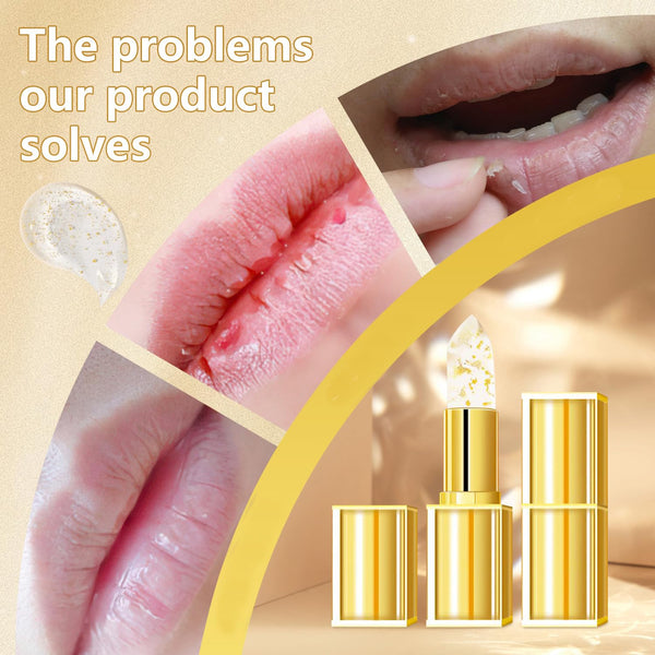 2PCS Transferproof Color Changing Lipstick, Color Changing Lipstick Gold Foil for Women, Moisturizing Glossy Shine Lip Gloss, Deep Nourishment