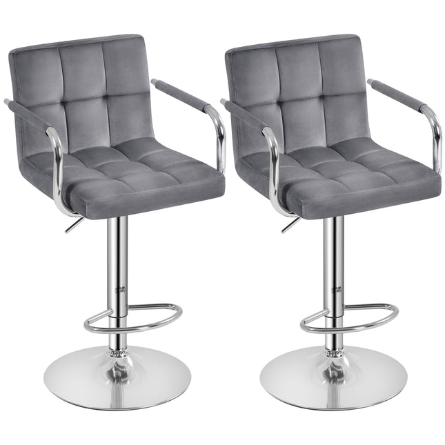 Yaheetech Counter Height Bar Stools Set of 2 Velvet Swivel Barstools for Kitchen Stool Height Adjustable Counter Stool B