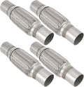 4 Pack 2 X 6 Inches Stainless Steel Heavy Duty Exhaust Flex Pipe, Double Braid Exhaust Flex Tube, Overall Length 10 Inches