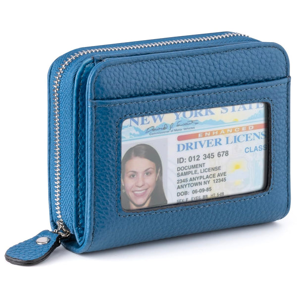 Small Wallet for Women, Genuine Leather RFID Blocking Credit Card Holder Slim Compact Coin Purse Women'S Wallets with ID Window 8 Card Slots