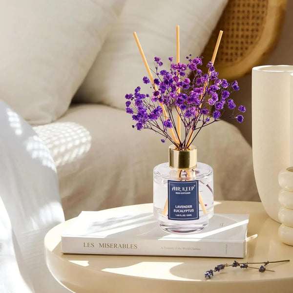 Airkeep Reed Diffuser Set of 3,Clean Linen Ocean Mist&Sea Salt Lavender Eucalyptus Oil Reed Diffusers for Bedroom Living Room Office Aromatherapy